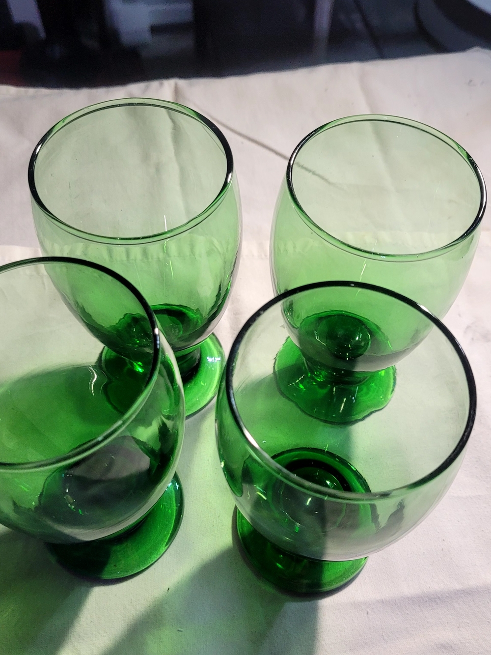 Libbey Cristar Glasses Green Footed Set 4 - Picture 7 of 9